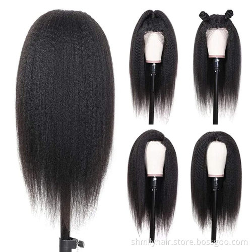 Full Customize Packing Wig Box/Bag Malaysian Yaki Kinky Straight Lace Front Closure Wig Vendor Cheap Human Hair Swiss Lace Wig
